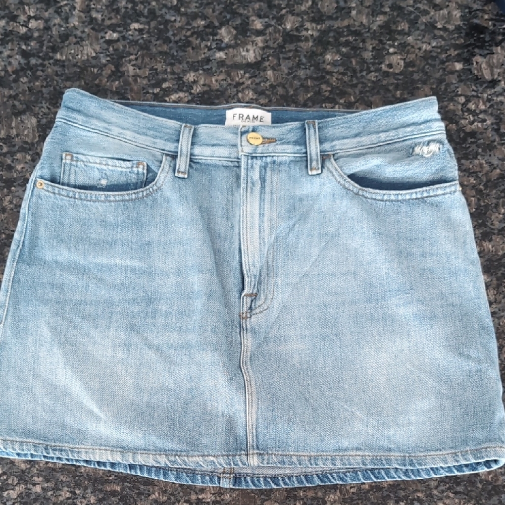 Frame Denim Light Blue Denim Skirt